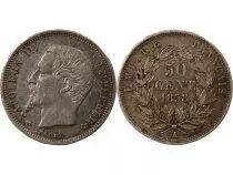 France Napoléon III, Tête Nue - 50 Centimes Argent 1858 A Paris