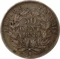 France Napoléon III, Tête Nue - 50 Centimes Argent 1858 A Paris
