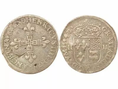 France Navarre, Henri IV - 1/4 Silver Ecu - 1594 Pau