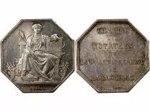 France Notaires, La Rochelle  Jeton Argent Poinçon Corne (Après 1879)