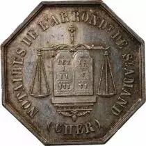 France Notaires, Saint-Amand  Jeton Argent Poinçon Corne (Après 1879)