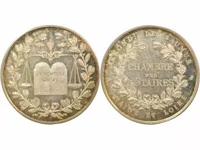 France Notaries, Saumur - Silver Token - Horn (after 1880)