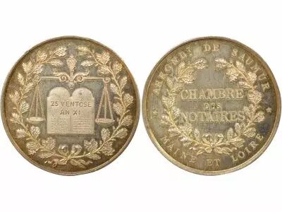 France Notaries, Saumur - Silver Token - Horn (after 1880)
