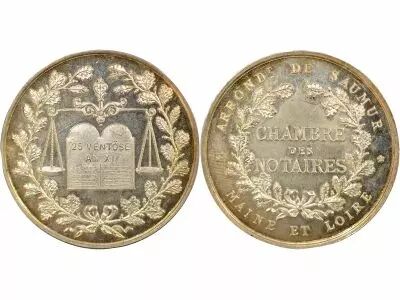 France Notaries, Saumur - Silver Token - Horn (after 1880)