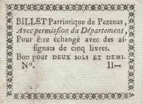 France P&eacute;zenas Billet Patriotique - 1792 - Non sign&eacute;