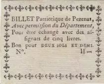 France Pézenas Billet Patriotique - 1792 - Without signature