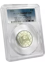 France Pi&egrave;ce 2 Euros Comm&eacute;mo. BE France 2021 - 75 ans de l\'UNICEF - PCGS PR69 DCAM