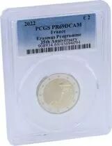 France Pi&egrave;ce 2 Euros Comm&eacute;mo. BE France 2022 - 35 ans du Programme ERASMUS - PCGS PR69DCAM