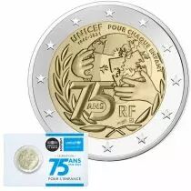 France Pi&egrave;ce 2 Euros Comm&eacute;mo. BU Coincard France 2021 - 75 ans de l\'UNICEF