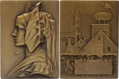 France Plaque Alsace - ND (1919) - Bronze par J.H. Prud\'Homme