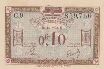 France R.2 0.10 Franc, Franco-Belgian Railways - 1923