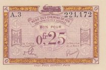 France R.3 0.25 Franc, Franco-Belgian Railways - 1923