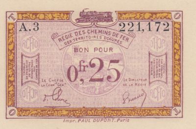 France R.3 0.25 Franc, Territoires Occupés - 1923