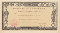 France Reçu de versement d\'or pour la Défense Nationale - 1916
