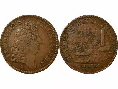 France Royal Galleys, Louis XVI - Copper Token - 1691
