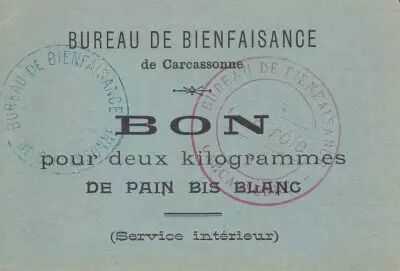 France Sans valeur Carcassonne Bon pour 2 Kg de pain bis blanc