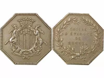 France Savings Bank of Rennes - Silver Token Horn Punchmark (After 1879)