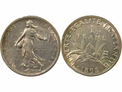 France Seed Sower - Silver Franc - 1898 Paris