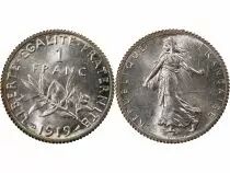 France Semeuse - 1 Franc Argent - 1919 Paris