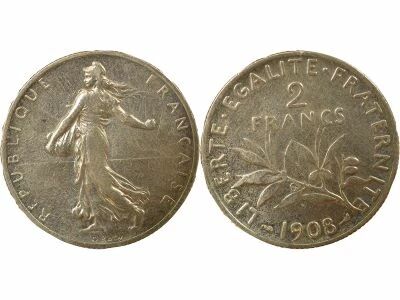 France Semeuse - 2 Francs Argent - 1908 Paris