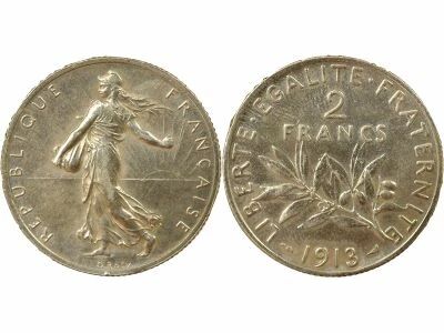 France Semeuse - 2 Francs Argent - 1913 Paris