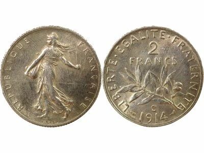 France Semeuse - 2 Francs Argent - 1914 C Castelsarrasin