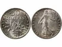France Semeuse - 50 Centimes Argent - 1918 Paris