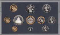 France Série 11 pièces en francs Belle Epreuve - 1998 - 1 centime à 100 Francs - boitier cassé