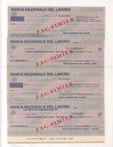 France Série 4 chèques de la Banca Nazionale del Lavoro - 1981