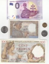 Banknote France Set France Wwii 3 Notes 3 Coins