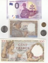 France Set France WWII - 3 Notes - 3 Coins