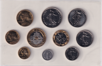 France Set of 10 coins 2000 in Francs BU