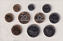 France Set of 10 coins 2000 in Francs BU