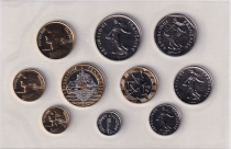 France Set of 10 coins 2001 in Francs BU