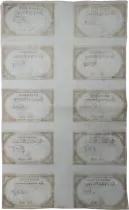 France Sheet of 10 notes of  5 Livres - 10 Brumaire Year II (31.10.1793) - Serial 22355