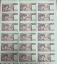 France Sheet of 18 x 20 Francs Debussy - Proof of the back