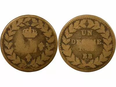 France Siege of Strasbourg, Louis XVIII - Decime, Light Weight - 1815 BB