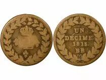 France Siege of Strasbourg, Louis XVIII - Decime, Light Weight - 1815 BB
