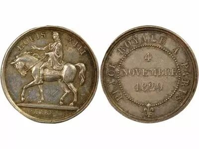 France Silver Quinaire, Statue of Louis XIII - 4th November 1829