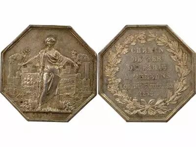 France Silver Token, Paris to Orleans Railway - 1838