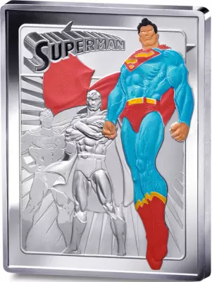 France Superman - Pi�ce Rectangle couleur - 10 Euros Argent BE 2025