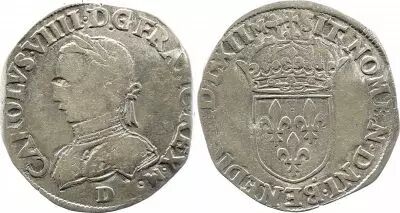 France Teston Charles IX - 1562  D Lyon - Argent - 6 �me type - TB+