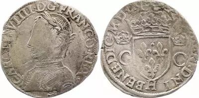 France Teston Charles IX - 1562  H La Rrochelle - Argent - 2 �me type