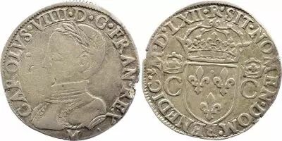 France Teston Charles IX - 1562  M Toulouse - Argent - 2 �me type - TTB