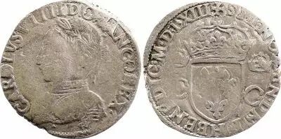 France Teston Charles IX - 1563  H La Rrochelle - Argent - 2 �me type - TB