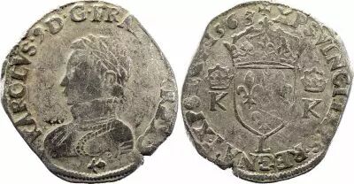 France Teston Charles IX - 1563 L Bayonne  - Argent - 4 �me type - TB - 3�me ex