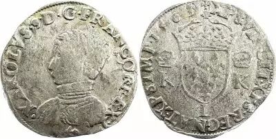 France Teston Charles IX - 1563 L Bayonne  - Argent - 4 �me type - TB