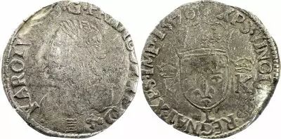 France Teston Charles IX - 1570 L Bayonne  - Argent - 4 �me type - p.TB