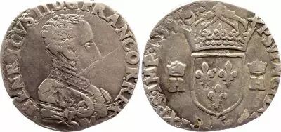 France Teston Fran�ois II au nom de Henri II - 1559 H La Rochelle - TB+ - Argent - 3�me  type