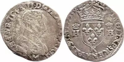France Teston Fran�ois II au nom de Henri II - 1559 K Bordeaux - TB +  - Argent - 3�me type
